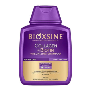 شامپو حجم دهنده و ضد ریزش مو بیوکسین مدل COLLAGEN & BIOTIN حجم 300 میلی لیتر
